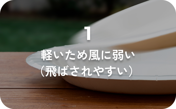 軽いため風に弱い（飛ばされやすい）